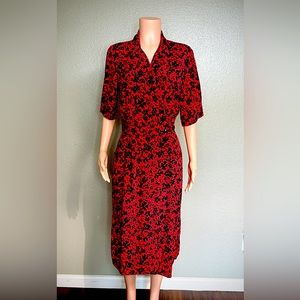 Breli Originals vintage Black and red floral true wrap dress